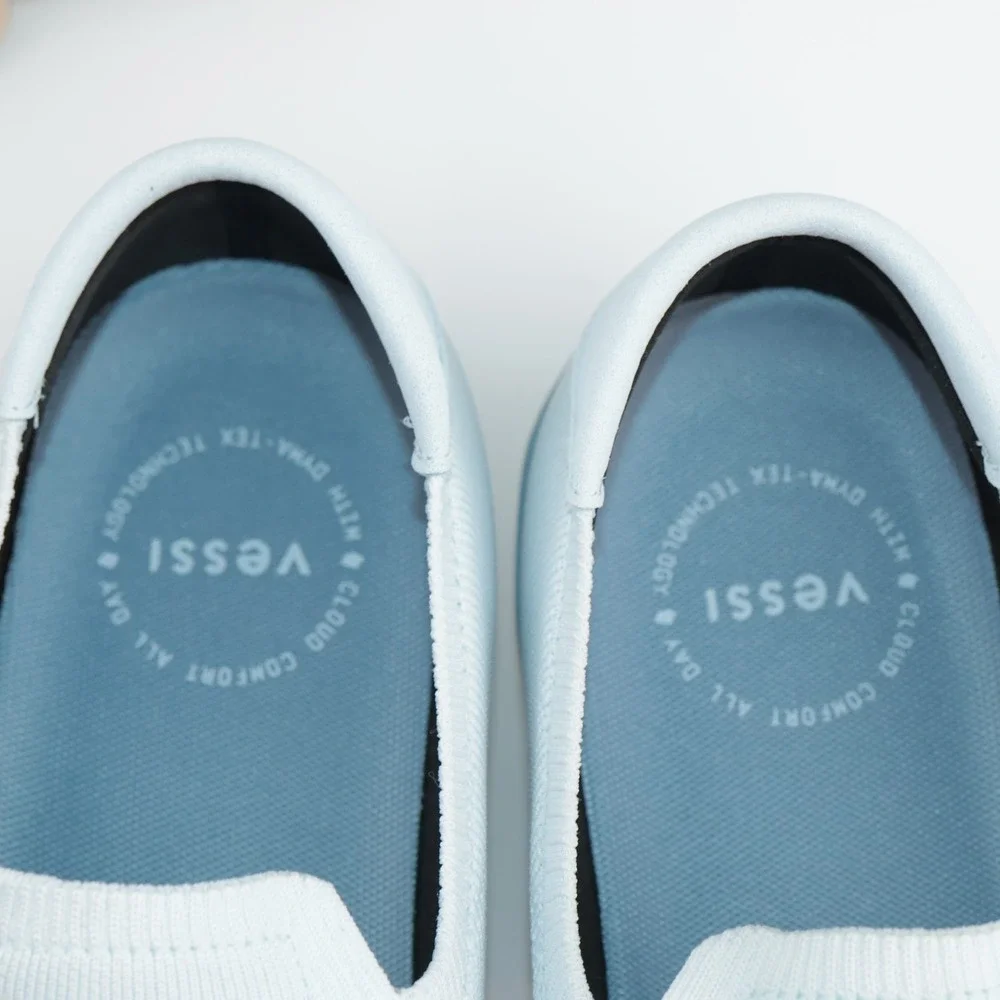 Vessi Mens Boardwalk Slip-On Shoe Size 12‎ Waterproof Blue Knit Comfort Sneakers